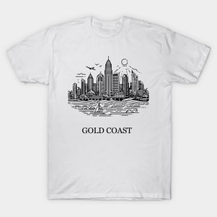 gold coast australia city simple line art illustration T-Shirt